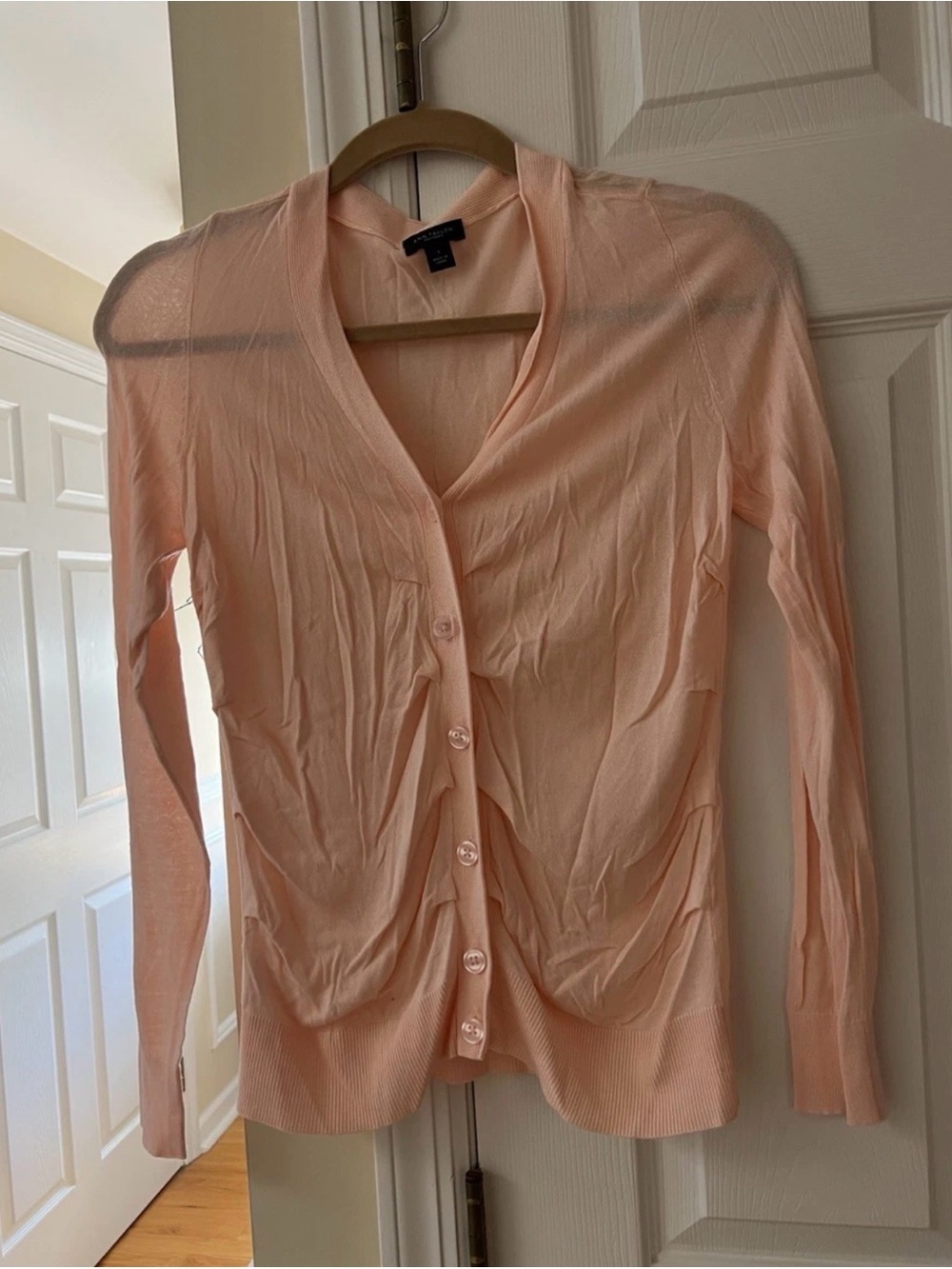 Ann Taylor Factory Women’s Ruched Pink Cardigan Lightweight Size Small